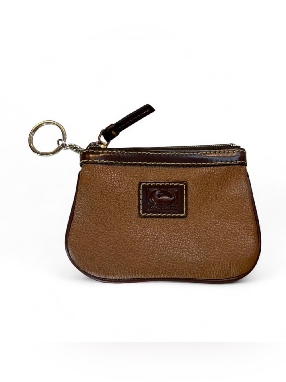 Dooney & Bourke Tan and Dark Brown Leather Key & Card Holder